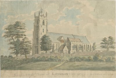 Longdon Church: malba vodovými barvami, 1795/6 od Stebbing Shaw