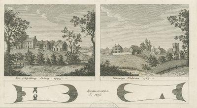 Mavesyn Ridware Hall - Gatehouse: rytina, 1785 od Stebbing Shaw