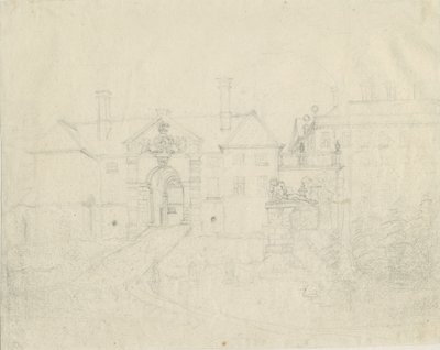 Patshull House: kresba tužkou, nd [?1762-1802] od Stebbing Shaw