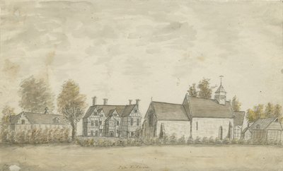 Pipe Ridware Church and Manor House: malba vodovými barvami, nd [1762-1798] od Stebbing Shaw
