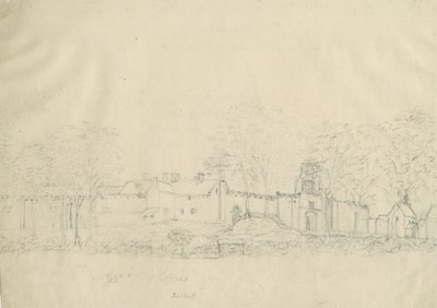 Rushall Castle/Hall: kresba tužkou, nd [1762-1802] (kresba) od Stebbing Shaw
