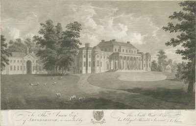 Shugborough Hall: rytina, nd [c 1800] od Stebbing Shaw