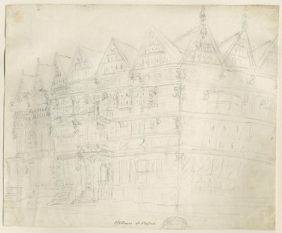 Stafford - Ancient "High House": kresba tužkou, nd [1794] od Stebbing Shaw