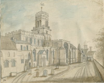 Stafford - Kostel Panny Marie: malba akvarelem a [c 1790] (malba) od Stebbing Shaw