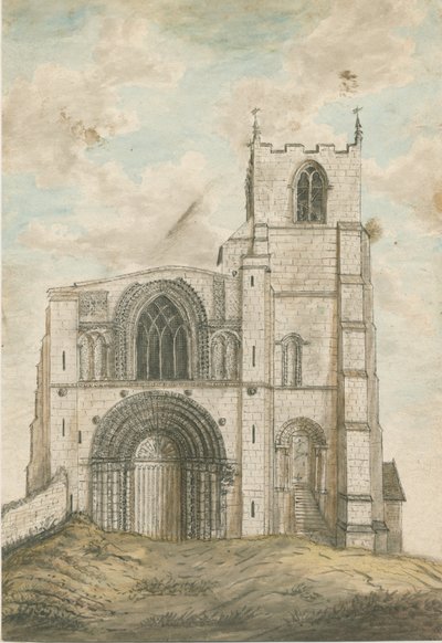 Tutbury Priory Church: malba vodovými barvami, nd [1762-1802] od Stebbing Shaw