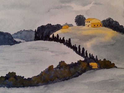 Toskánsko ve dvou barvách od Steegs Art Karin
