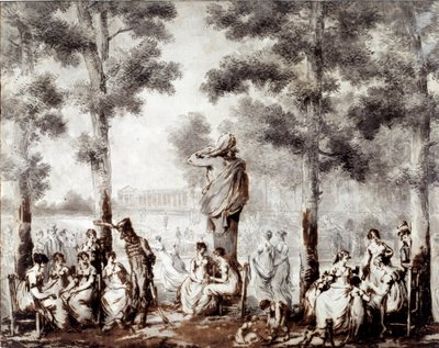 Pohled na terasu Tuileries v roce 1807 World exit do parku. Kresba Jean Pierre Norblin De La Gourdaine (1745-1830) 1807 Paříž, Musee Carnavalet od Stefan Juliusz Norblin de la Gourdaine