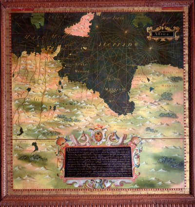 Afrique du Nord: Kyrenaic a Marmarique Region Mapu vytvořil Stefano Bonsignori (? -1589), italský kosmograf a malíř. Kolem 1581. Florencie, Palazzo Vecchio, Sala del Mappamondo od Stefano Buonsignori