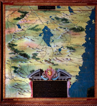 Jižní Afrika (Mozambik) Mapu vytvořil Stefano Bonsignori (? -1589), italský kosmograf a malíř. Kolem 1581. Florencie, Palazzo Vecchio, Sala del Mappamondo od Stefano Buonsignori
