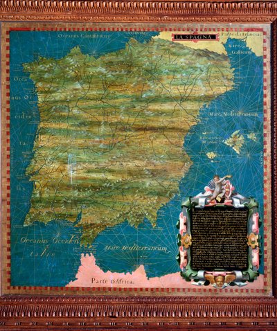 Španělsko a Portugalsko Mapa od Stefana Bonsignoriho (? -1589), italský kosmograf a malíř. Kolem 1581. Florencie, Palazzo Vecchio, Sala del Mappamondo od Stefano Buonsignori