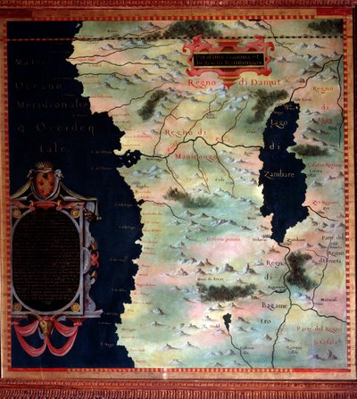 Západní Afrika (Kongo a Angola) Mapu vytvořil Stefano Bonsignori (? -1589), italský kosmograf a malíř. Kolem 1581. Florencie, Palazzo Vecchio, Sala del Mappamondo od Stefano Buonsignori