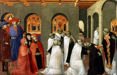 Zázrak Nejsvětější svátosti, z predely oltáře Nejsvětější Eucharistie, 1423 (tempera na panelu) od Stefano Sassetta