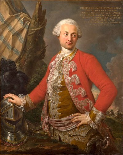 Portrét Josepha de Saint Étienne Borne, hraběte de Saint Sernin, královského polského a saského kurfiřtského komorníka, kapitána gardy a generálního pobočníka pěchoty, 1755 od Stefano Torelli