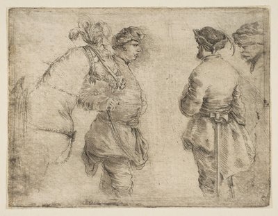Polák, který vede koně za uzdu a mluví se dvěma dalšími muži, ca. 1662. od Stefano della Bella
