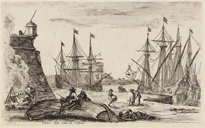 Pohledy na námořní přístavy (Vues de ports de mer): Pohled na jeden kout přístavu v Calais od Stefano della Bella