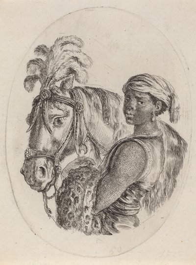 Černý ženich s arabským koněm, 16491650. od Stefano della Bella