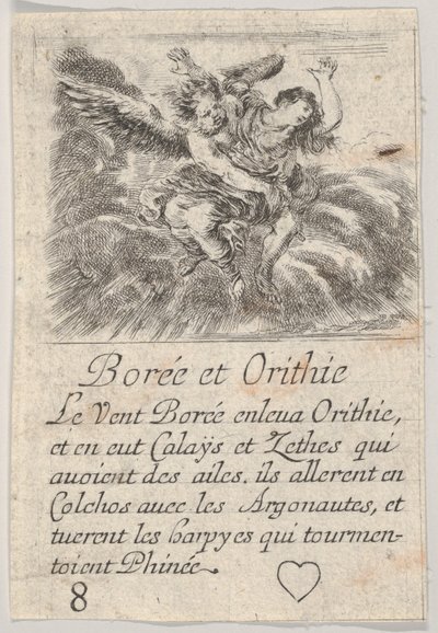 Boreas a Orithyia, z Mytologické hry Jeu de la Mythologie, 1644. od Stefano della Bella