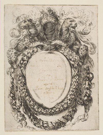 Kartuše korunovaná helmou a leopardy, 1647. od Stefano della Bella