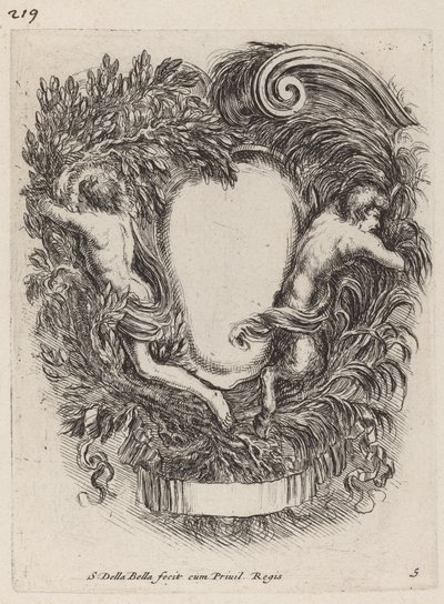 Kartuše s Apollónem a Panem, 1647. od Stefano della Bella