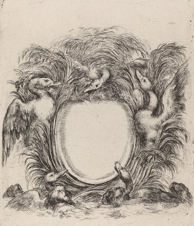Kartuše s kachnami a psy, 1647. od Stefano della Bella