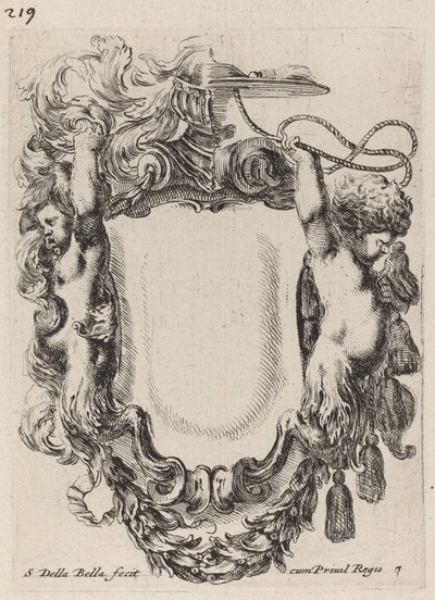 Kartuše s dětskými satyry, 1647. od Stefano della Bella