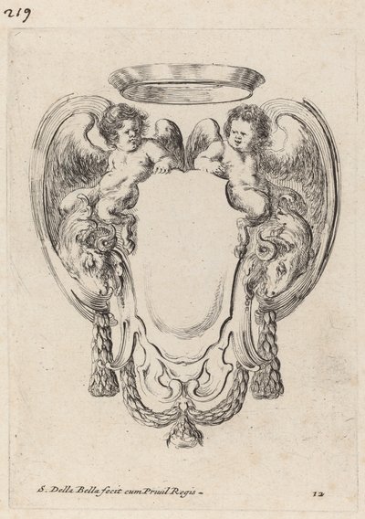 Kartuše s berany a satyry kojenců, 1647. od Stefano della Bella