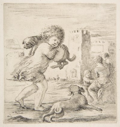 Dítě nesoucí štěně na rameni, ca. 1662. od Stefano della Bella