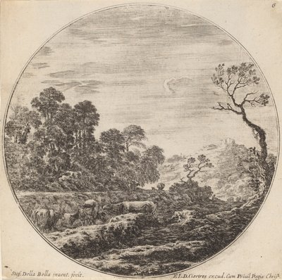 Krávy pasoucí se v údolí, 1646. od Stefano della Bella