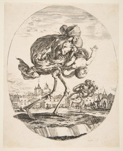 Smrt nesoucí dítě, od Pět úmrtí Les cinq Morts, ca. 1648. od Stefano della Bella