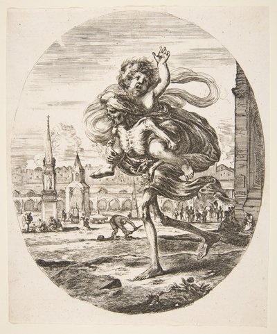 Smrt nesoucí dítě, od Pět úmrtí Les cinq Morts, ca. 1648. od Stefano della Bella