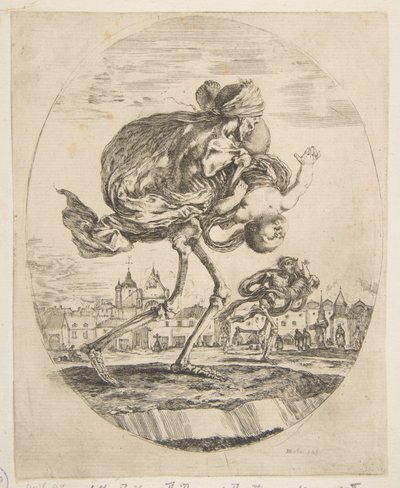 Smrt nesoucí dítě, od Pět úmrtí Les cinq Morts, ca. 1648. od Stefano della Bella