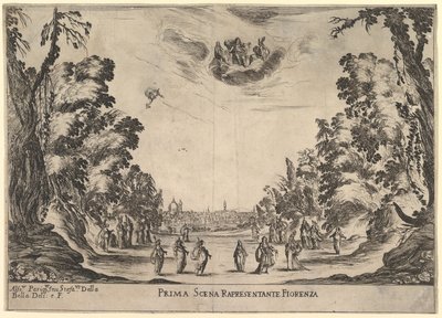 První scéna ve Florencii ze svatby bohů Le nozze degli Dei, 1637. od Stefano della Bella