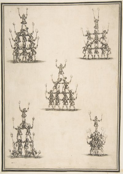 Pět skupin akrobatů, 1652. od Stefano della Bella