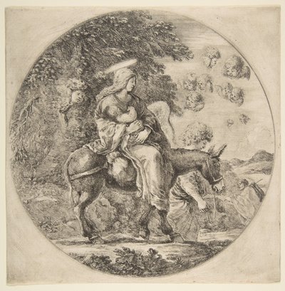 Let do Egypta, kulatá kompozice, ca. 1662. od Stefano della Bella