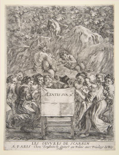 Frontispis pro Les Oeuvres de Scarron, 1649. od Stefano della Bella