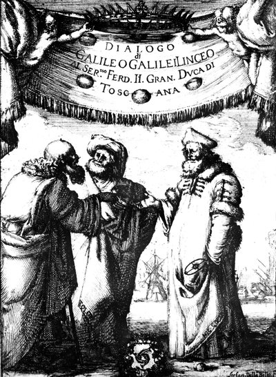 Frontispis Galileos Dialogo dei Massimi Sistemi, 1632 od Stefano della Bella
