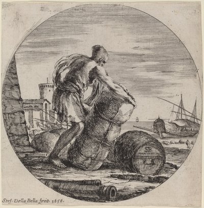 Galley Slave tažení lodního nákladu od Stefano della Bella