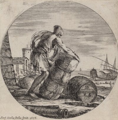 Galley Slave tahající lodní náklad, 1656. od Stefano della Bella
