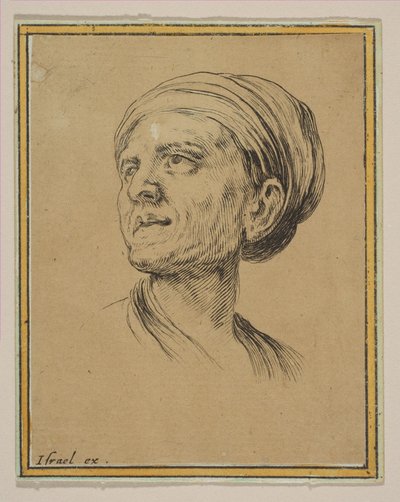 Hlava ženy v tříčtvrtinovém pohledu, z Různé hlavy a postavy Diverses tétes et..., 1650. od Stefano della Bella