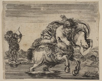 Hercules a Deianira z Mythologické hry Jeu de la Mythologie, 1644. od Stefano della Bella