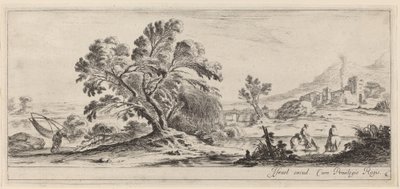 Krajina s rybářem nesoucím svou síť, v roce 1647 nebo dříve. od Stefano della Bella