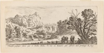 Krajina s vodopádem, 1641. od Stefano della Bella