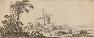 Krajina s větrným mlýnem, v roce 1647 nebo dříve. od Stefano della Bella