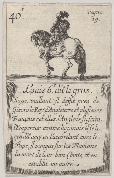 Louis 6.-e dit le gros Mudrc, vaillant..., ze Hry francouzských králů Jeu des Ro..., 1644. od Stefano della Bella