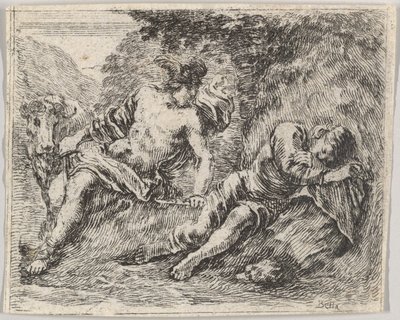 Merkur a Argos, z Mytologické hry Jeu de la Mythologie, 1644. od Stefano della Bella