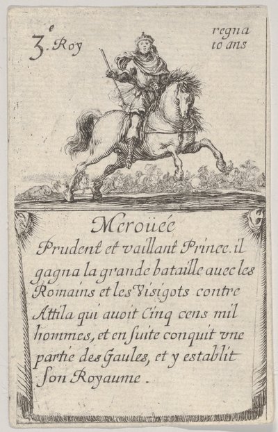 Meroüée Prudent et vaillant..., ze Hry francouzských králů Jeu des Rois de Fran..., 1644. od Stefano della Bella