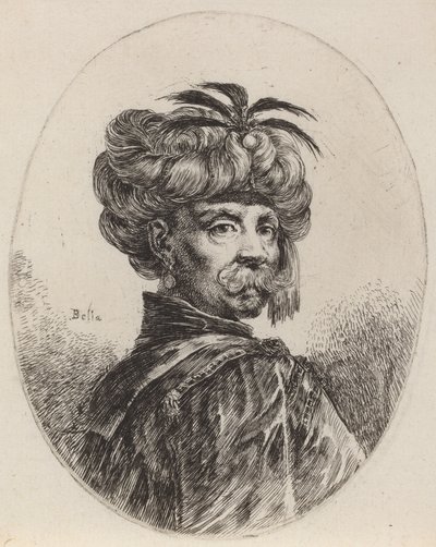 Moor v turbanu zdobeném pěti pery, 16491650. od Stefano della Bella