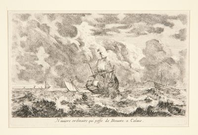 Obyčejná loď cestující mezi Douvre a Calais, ze série Vues de ports de mar (Pohledy na mořské přístavy) od Stefano della Bella