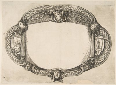Návrh ozdoby pro diplomovou práci na zařízení: Quest un soccorso, ca. 1656. od Stefano della Bella