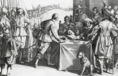 Platící žoldáci, rytina Stefana della Bella (1610-1664) od Stefano della Bella